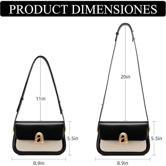 Elegant Black Leather Shoulder Purse with Adjustable Strap for Versatile Style - Picture 3 of 7